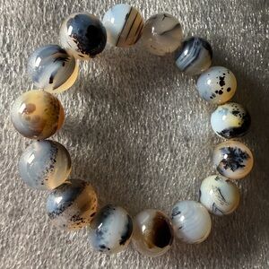 Gorgeous 14MM Dendritic Agate Natural Crystal Bracelet